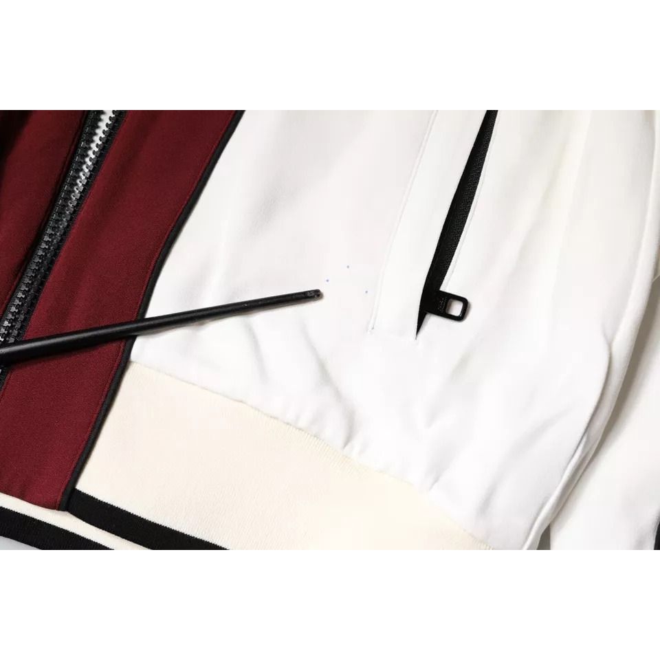 Dolce & Gabbana Red White Logo Full Zip Sweatshirt Sweater