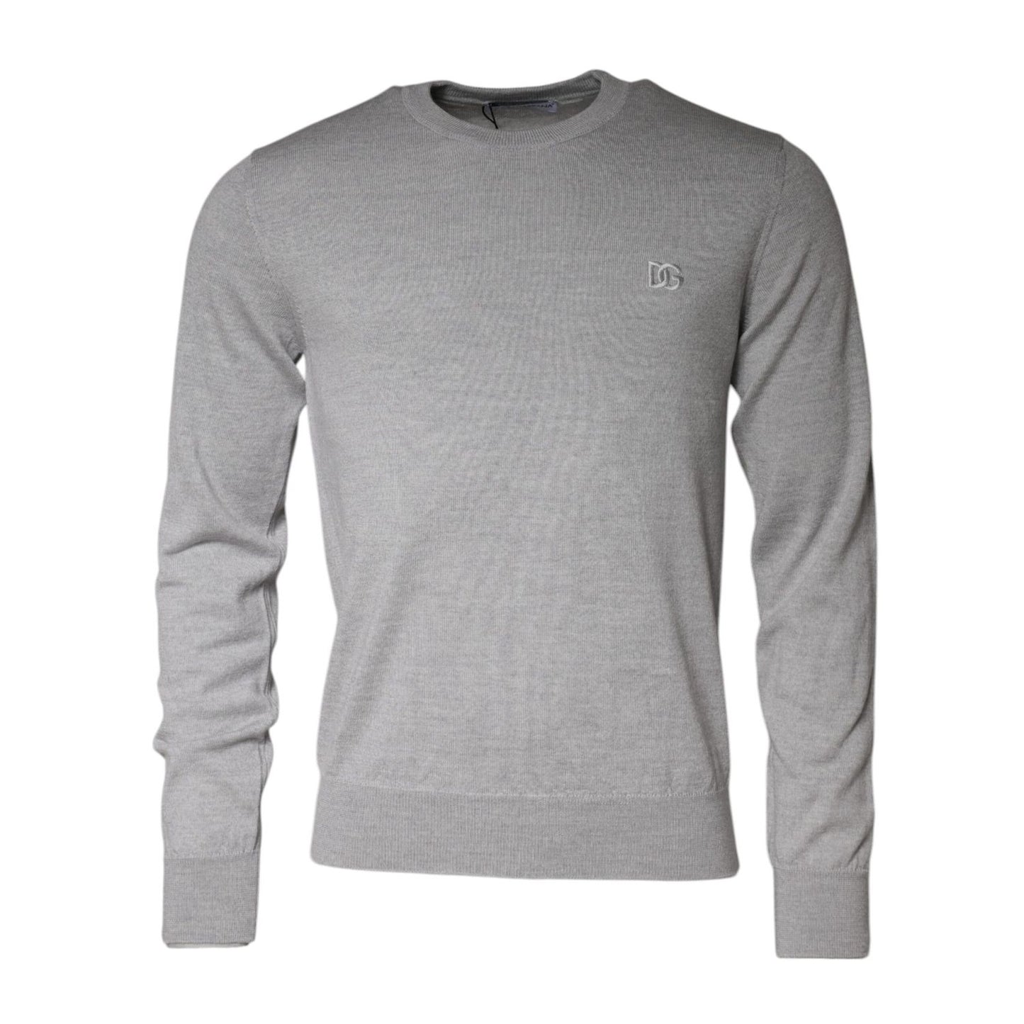 Dolce & Gabbana Light Gray Wool Crew Neck Pullover Sweater