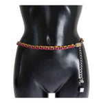 Dolce & Gabbana Red Yellow Leather Crystal Belt BEL10361-2