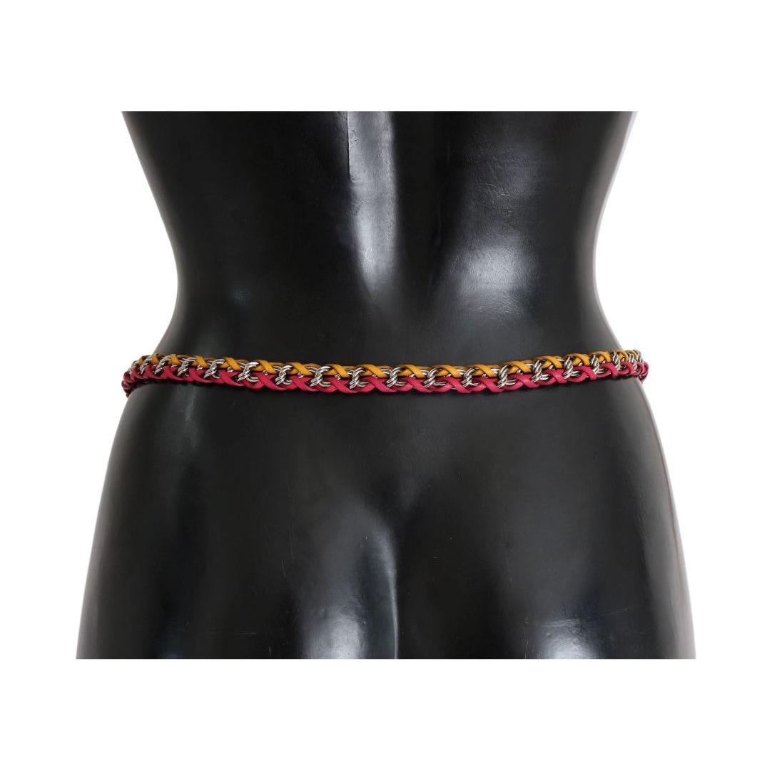 Dolce & Gabbana Red Yellow Leather Crystal Belt BEL10361-2