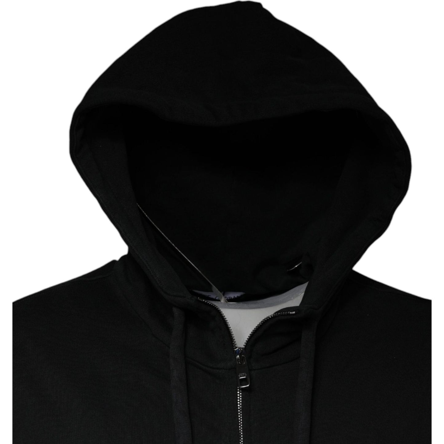 Dolce & Gabbana Black Logo Plaque Hooded Full Zip Sweater