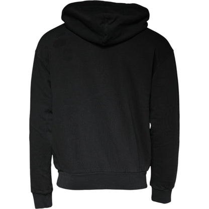 Dolce & Gabbana Black Logo Plaque Hooded Full Zip Sweater
