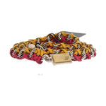 Dolce & Gabbana Red Yellow Leather Crystal Belt BEL10361-2