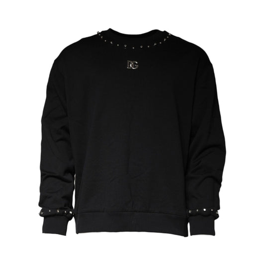 Dolce & Gabbana Black Logo Stud Pullover Sweatshirt Sweater