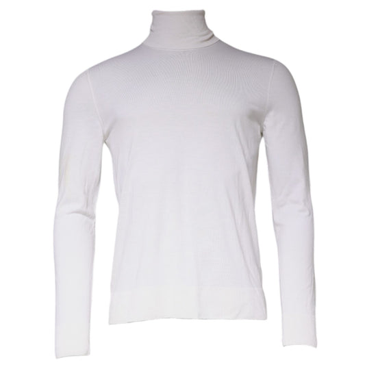 Dolce & Gabbana White Long Sleeve Turtleneck Men Pullover Sweater