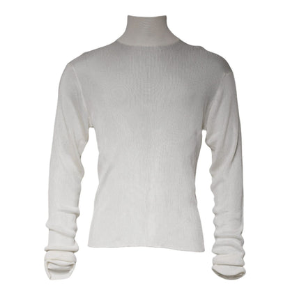 Dolce & Gabbana White Long Sleeve Turtleneck Men Pullover Sweater