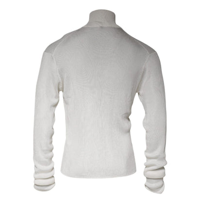 Dolce & Gabbana White Long Sleeve Turtleneck Men Pullover Sweater