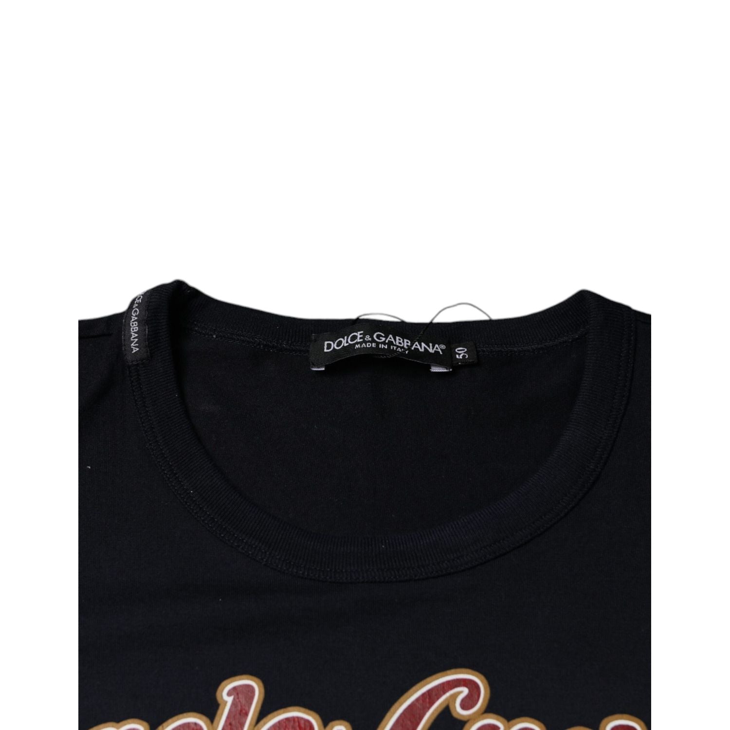 Dolce & Gabbana Black Graphic Print Cotton Crew Neck T-shirt