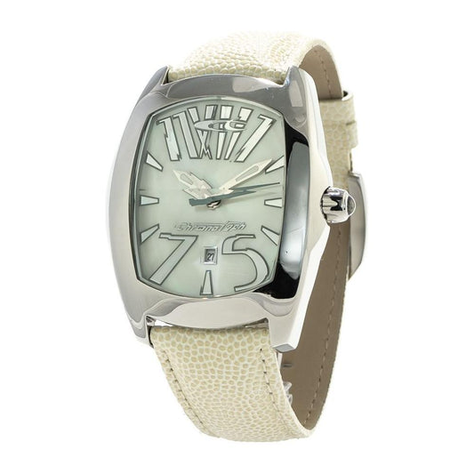 Chronotech White Leather Dress Watch