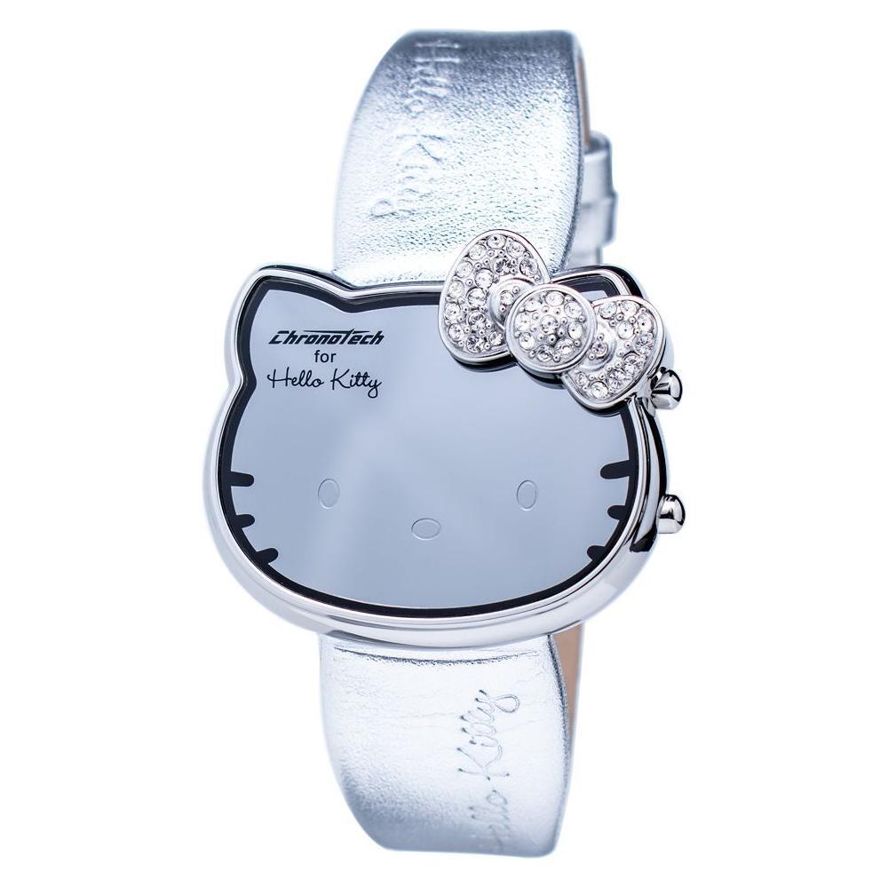 Chronotech Silver Leather Digital Watch