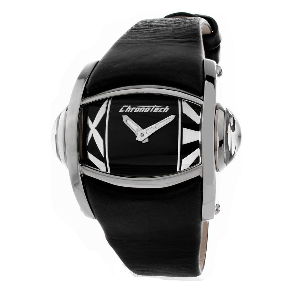 Chronotech Black Leather Watch