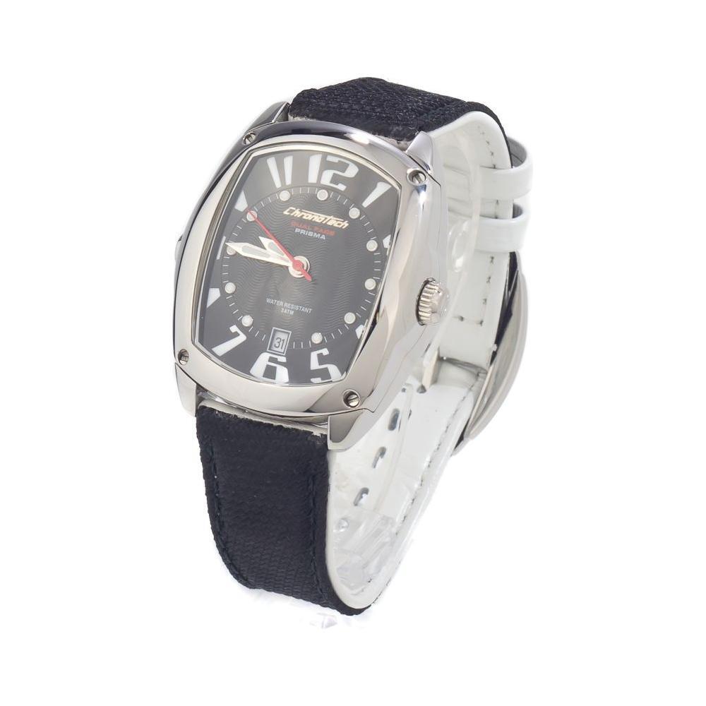 Chronotech Black Leather Watch