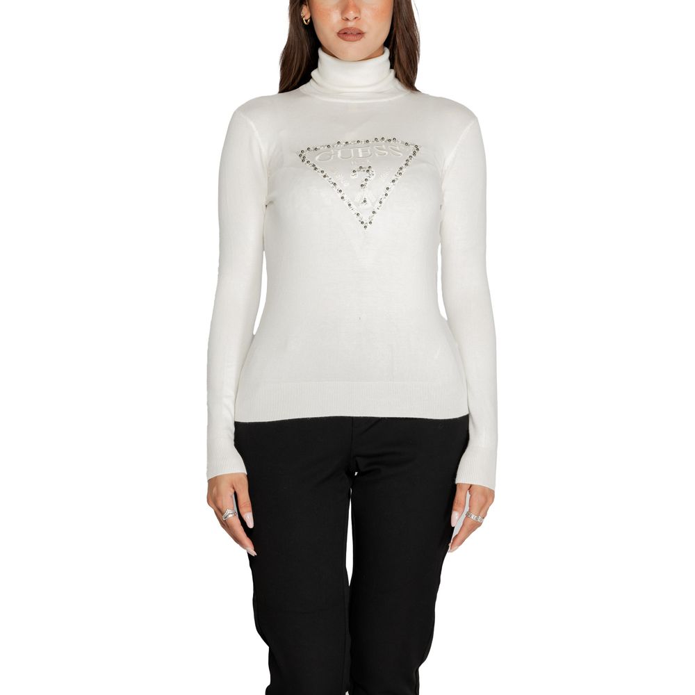 Guess White Viscose Turtleneck
