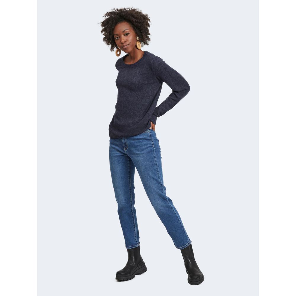 Vila Clothes Blue Viscose Sweatshirt