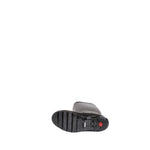 Bottom view of Hunter Black Recycled Polyester Ankle boot showing non-slip sole and durable design for outdoor activities.