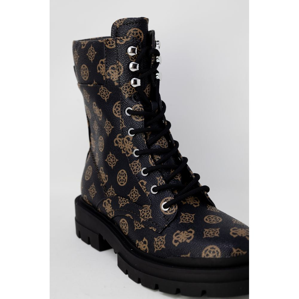 Guess Brown Artificial Leather Lace-Up Boots