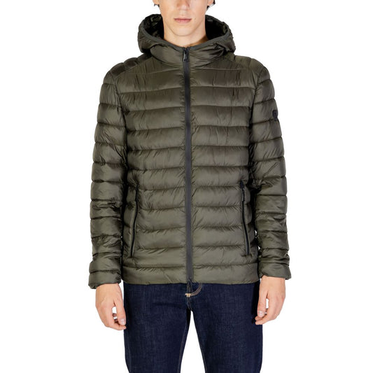 Gianni Lupo Green Polyamide Jackets & Coat for men, Fall/Winter collection, 100% polyamide, stylish green jacket with hood.