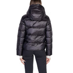 Back view of Peuterey Black Polyamide Jackets & Coat with quilted design and adjustable hood.