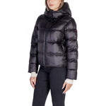 Peuterey Black Polyamide Jackets & Coat with quilted design and adjustable hood for women, shown on model