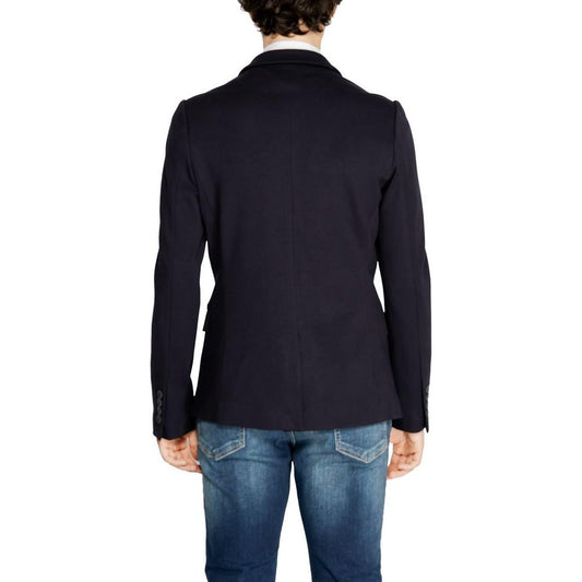 Back view of Antony Morato blue viscose suit jacket for men, fall-winter collection.