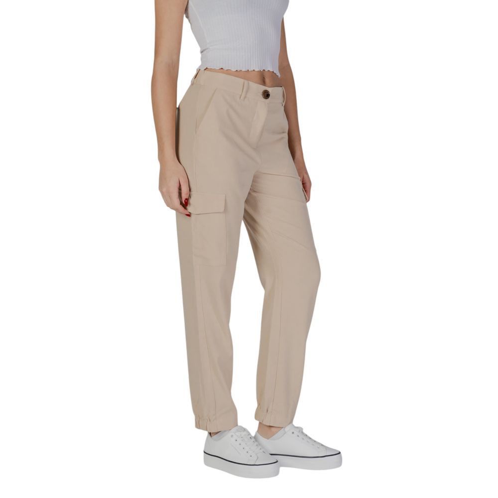 B.Young Beige Polyester Cargo Pants