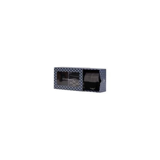 Emporio Armani gray cotton socks gift set box, elegant packaging showcasing premium men's long socks for comfort and style.