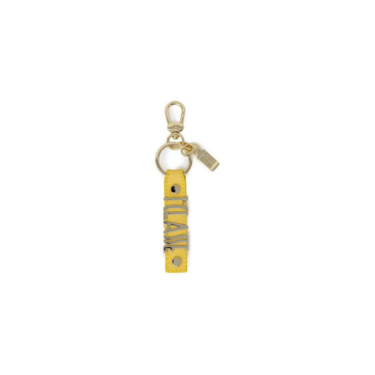 Alviero Martini Prima Classe yellow leather keychain for women, autumn/winter collection, 50% leather, 50% metal, 8.5cm height.