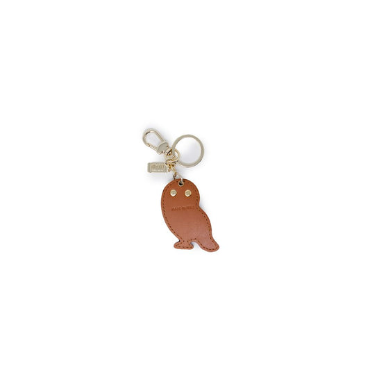 Alviero Martini Prima Classe beige owl-shaped leather keychain, stylish women's accessory for organizing keys.