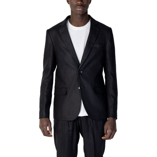 Antony Morato black linen suit jacket for men, spring/summer collection, made of 52% linen and 48% viscose.