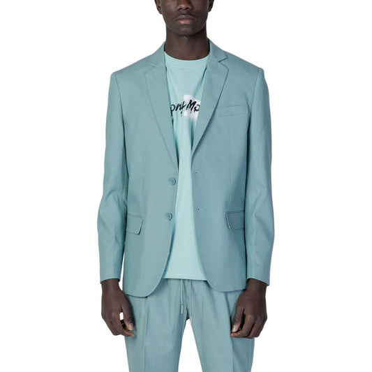 Antony Morato Green Tencel Suit featuring a men's jacket with soft, breathable fabric ideal for business and formal events.