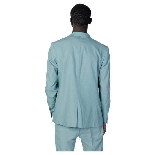 Back view of Antony Morato Green Tencel Suit showcasing regular fit and soft fabric blend.