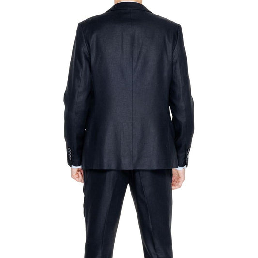 Back view of Antony Morato black linen suit, men's spring/summer collection, 52% linen and 48% viscose composition.