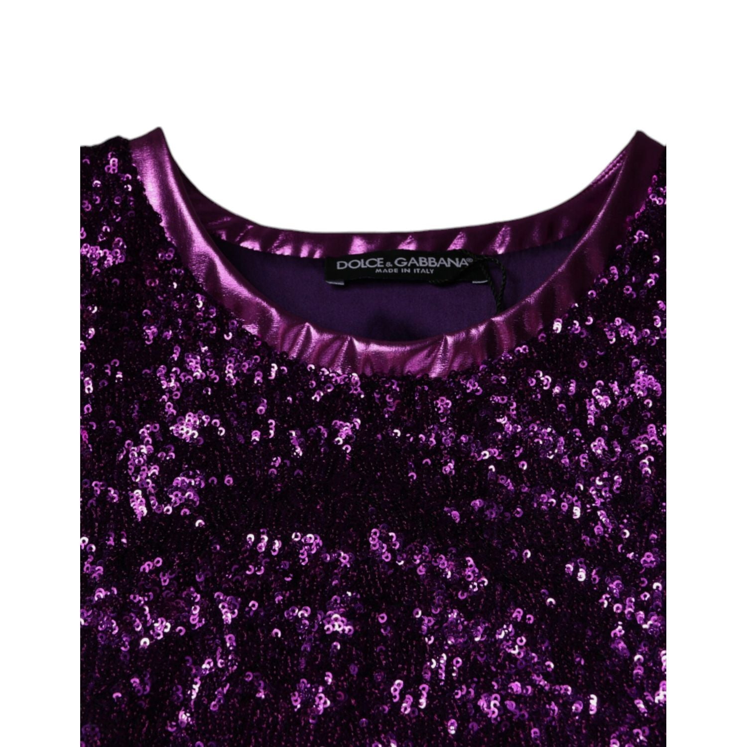 Dolce & Gabbana Purple Sequin Round Neck Sleeveless T-shirt