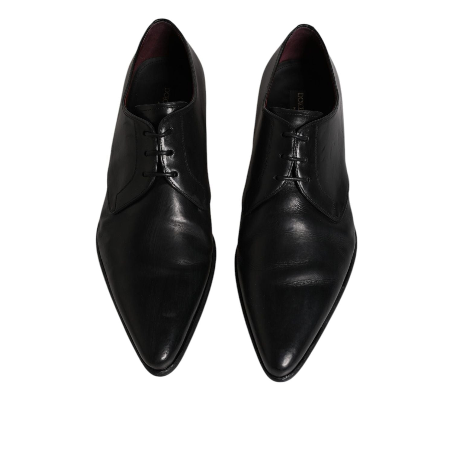 Dolce & Gabbana Black Leather Lace Up Men Derby Formal Shoes