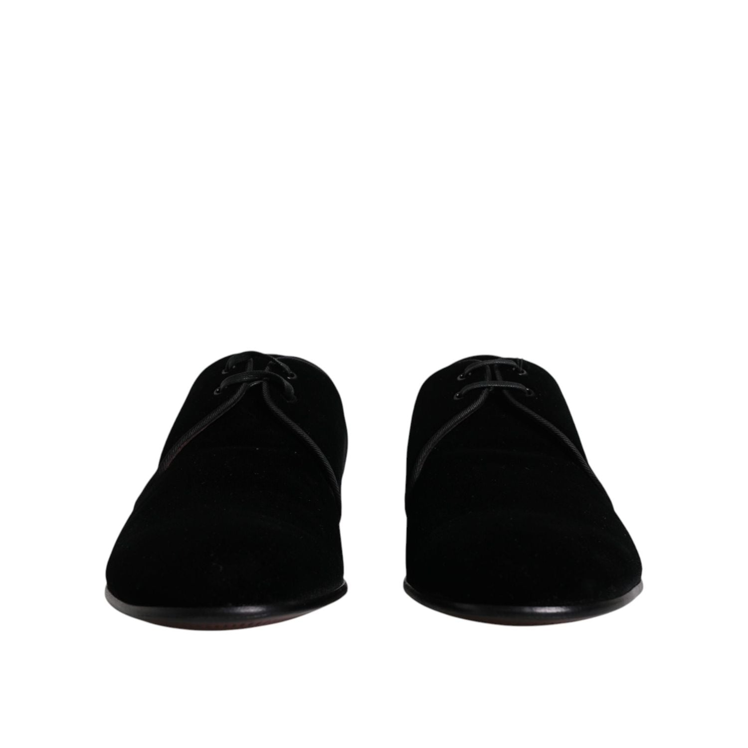 Dolce & Gabbana Black Velvet Leather Lace Up Derby Shoes