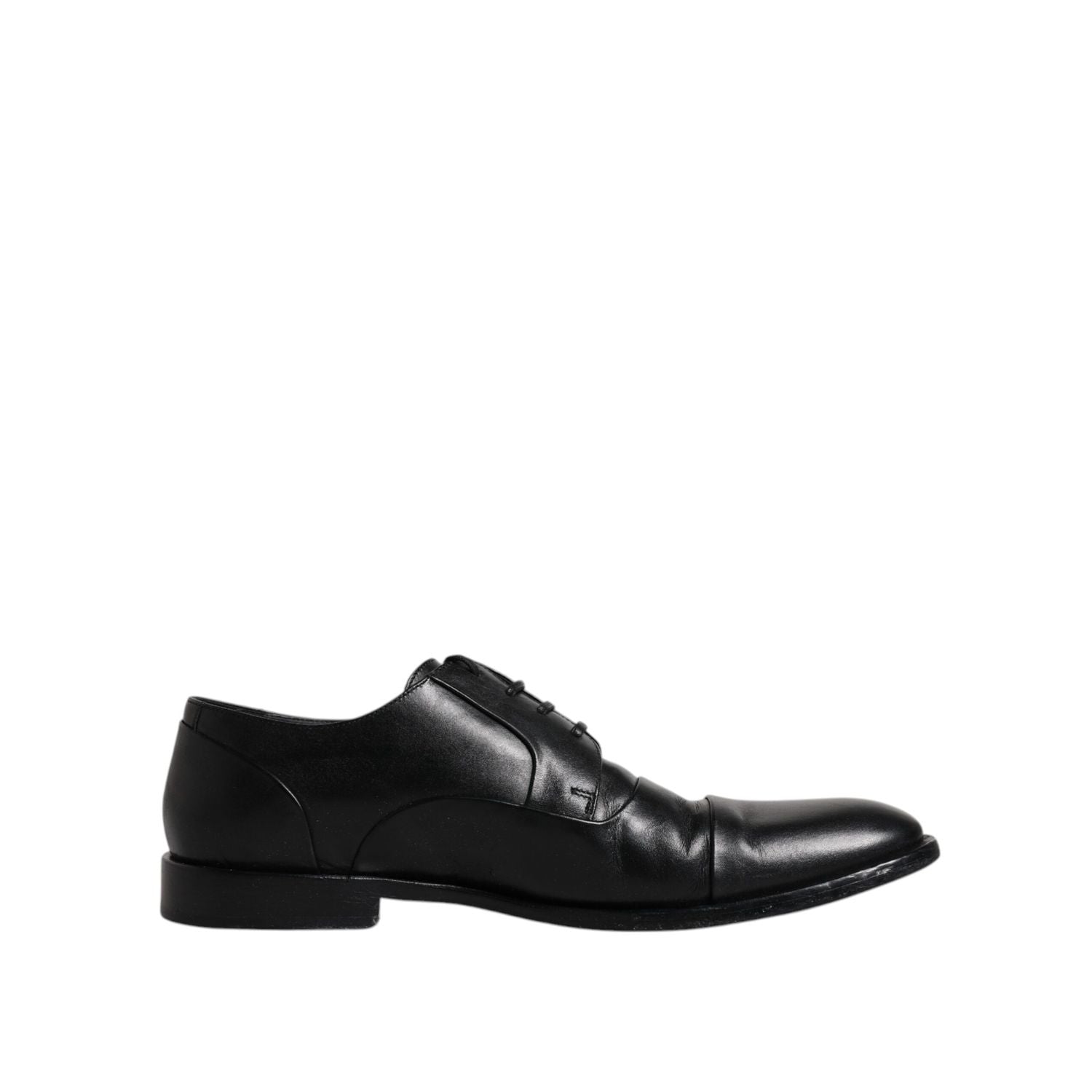 Dolce & Gabbana Black Leather Lace Up Men Derby Formal Shoes