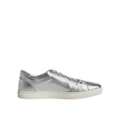 Dolce & Gabbana Silver London Low Top Leather Sneakers Shoes
