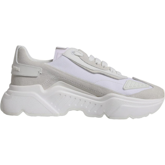 Dolce & Gabbana Daymaster white leather low-top sneakers with logo details and rubber sole, stylish and exclusive footwear.