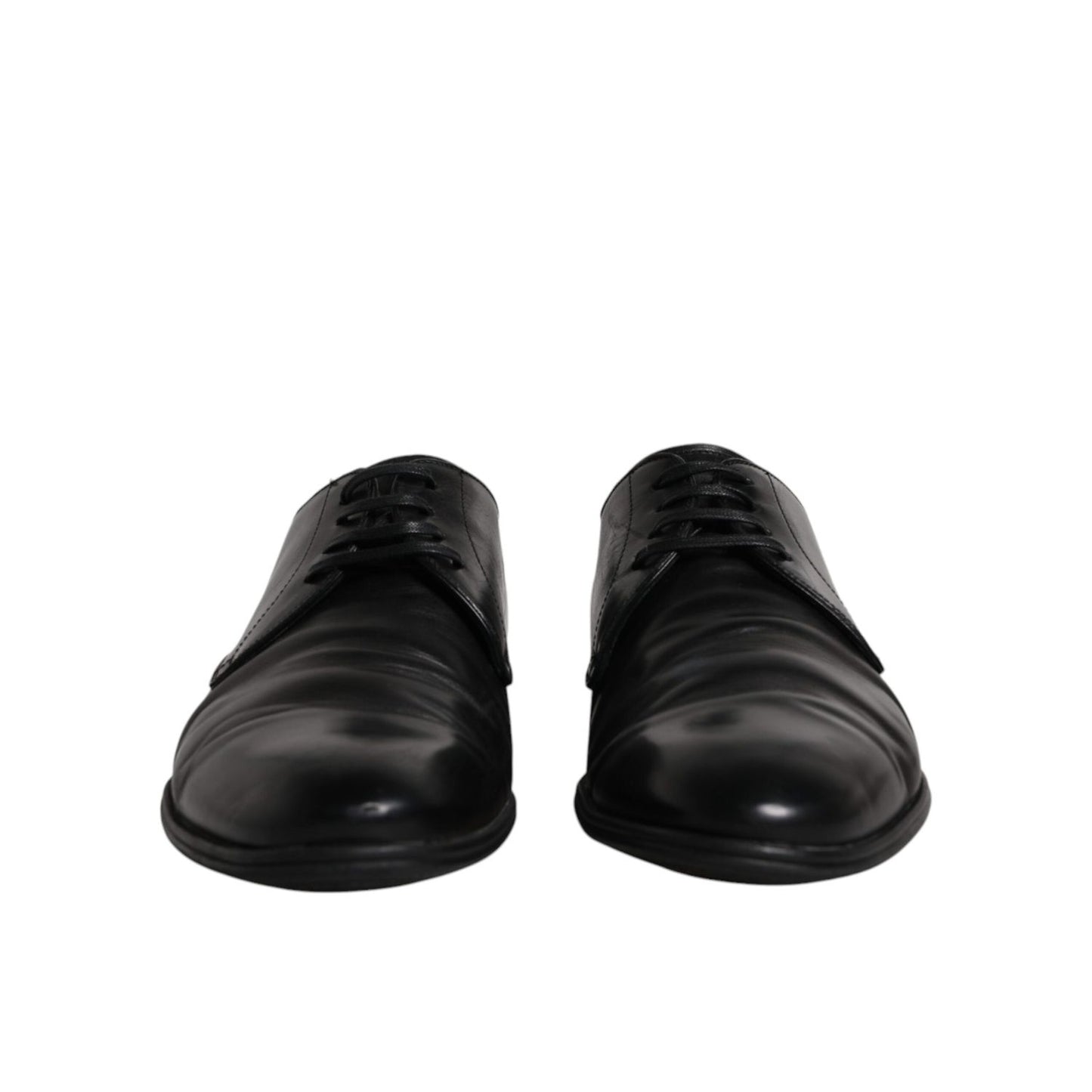 Dolce & Gabbana Black Leather Lace Up Men Derby Formal Shoes