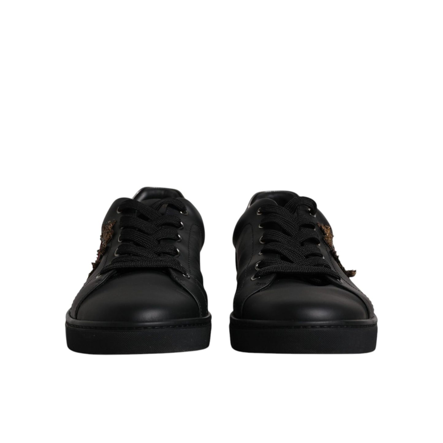 Dolce & Gabbana Black Leather London Heart Men Sneakers Shoes