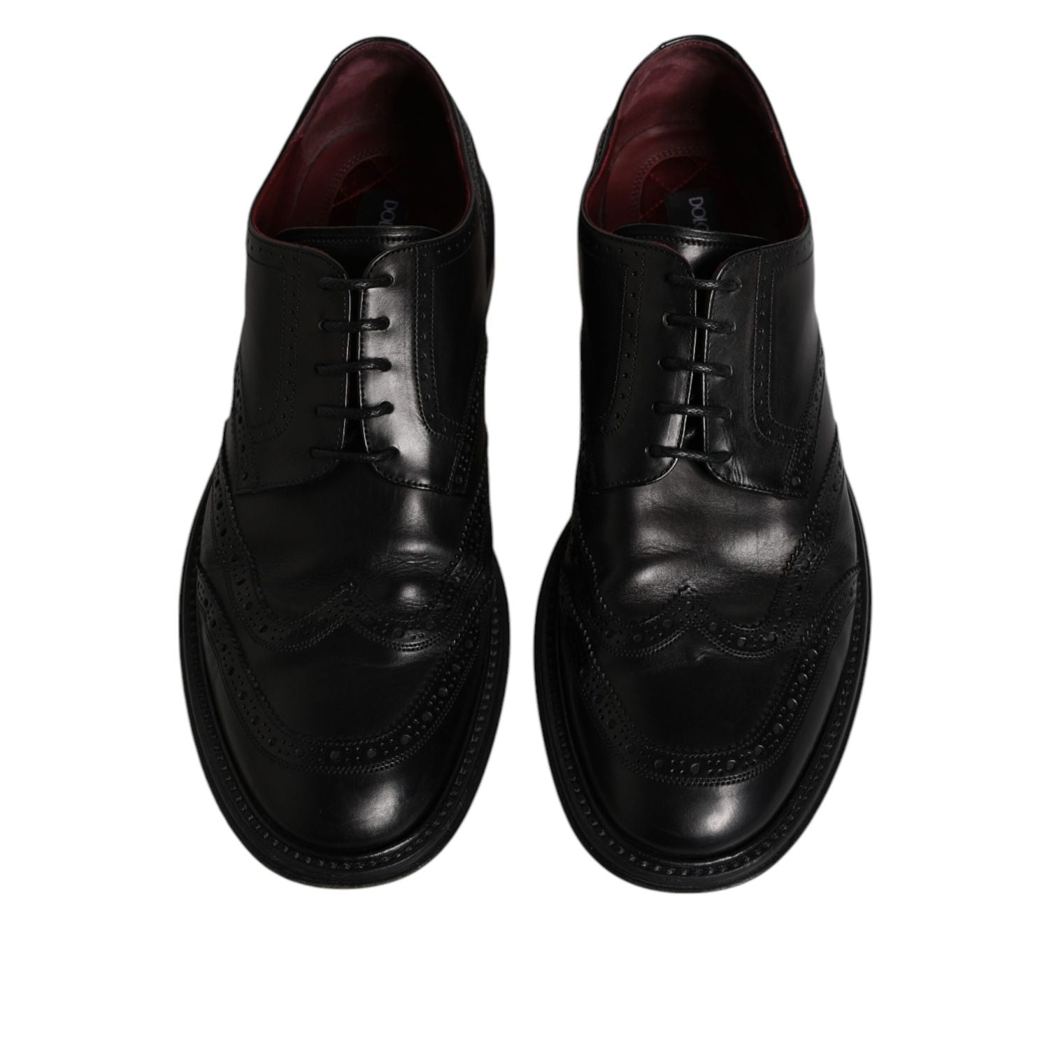 Dolce & Gabbana Black Leather Derby Wingtip Formal Shoes