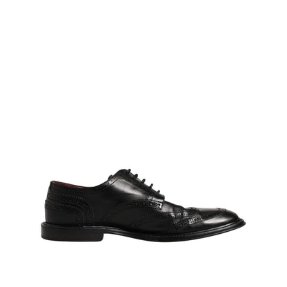 Dolce & Gabbana Black Leather Derby Wingtip Formal Shoes