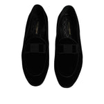 Dolce & Gabbana Black Velvet Loafers Formal Men Dress Shoes