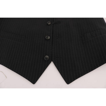 Dolce & Gabbana Gray STAFF Cotton Striped Vest