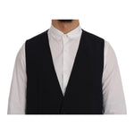Dolce & Gabbana Black STAFF Wool Striped Vest