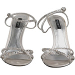 Dolce & Gabbana Silver Crystal Ankle Strap Sandals Shoes LA11990-38