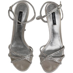 Dolce & Gabbana Silver Crystal Ankle Strap Sandals Shoes LA11990-38