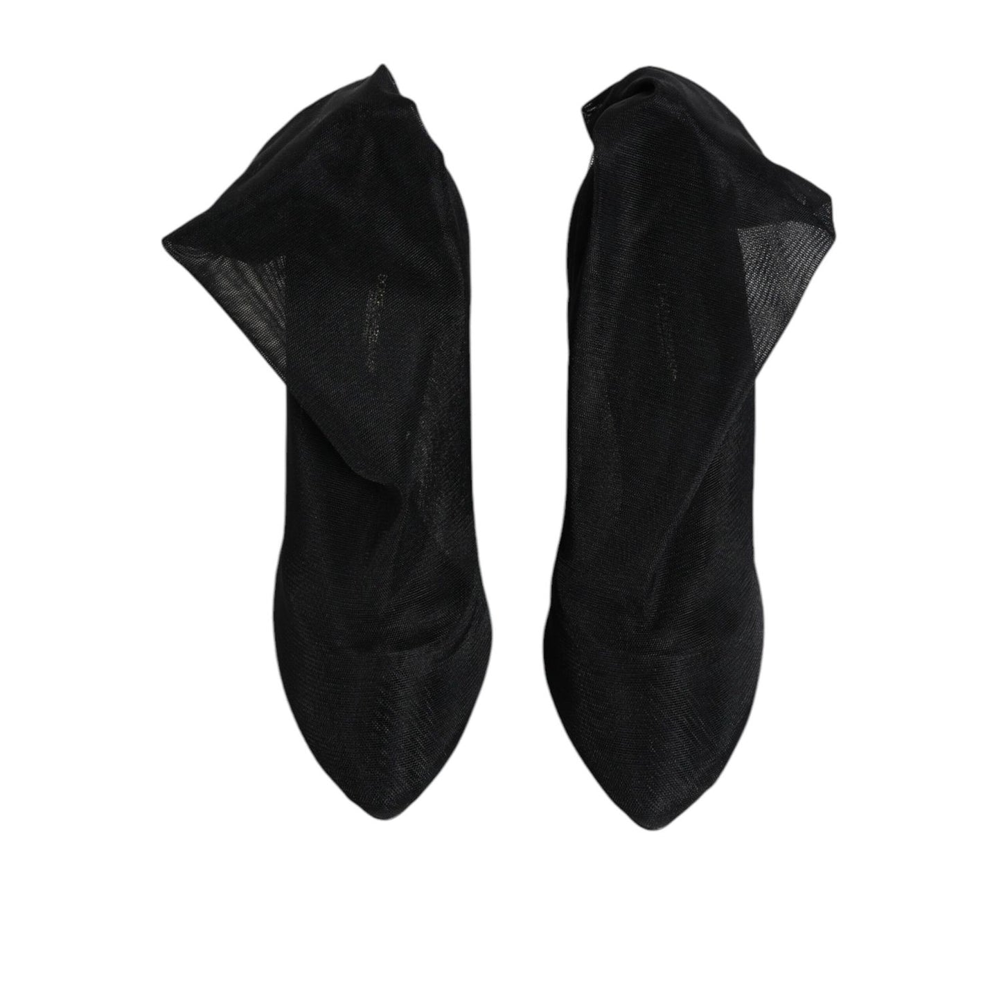 Dolce & Gabbana Black Silk Stretch Mesh Sock Boots Shoes