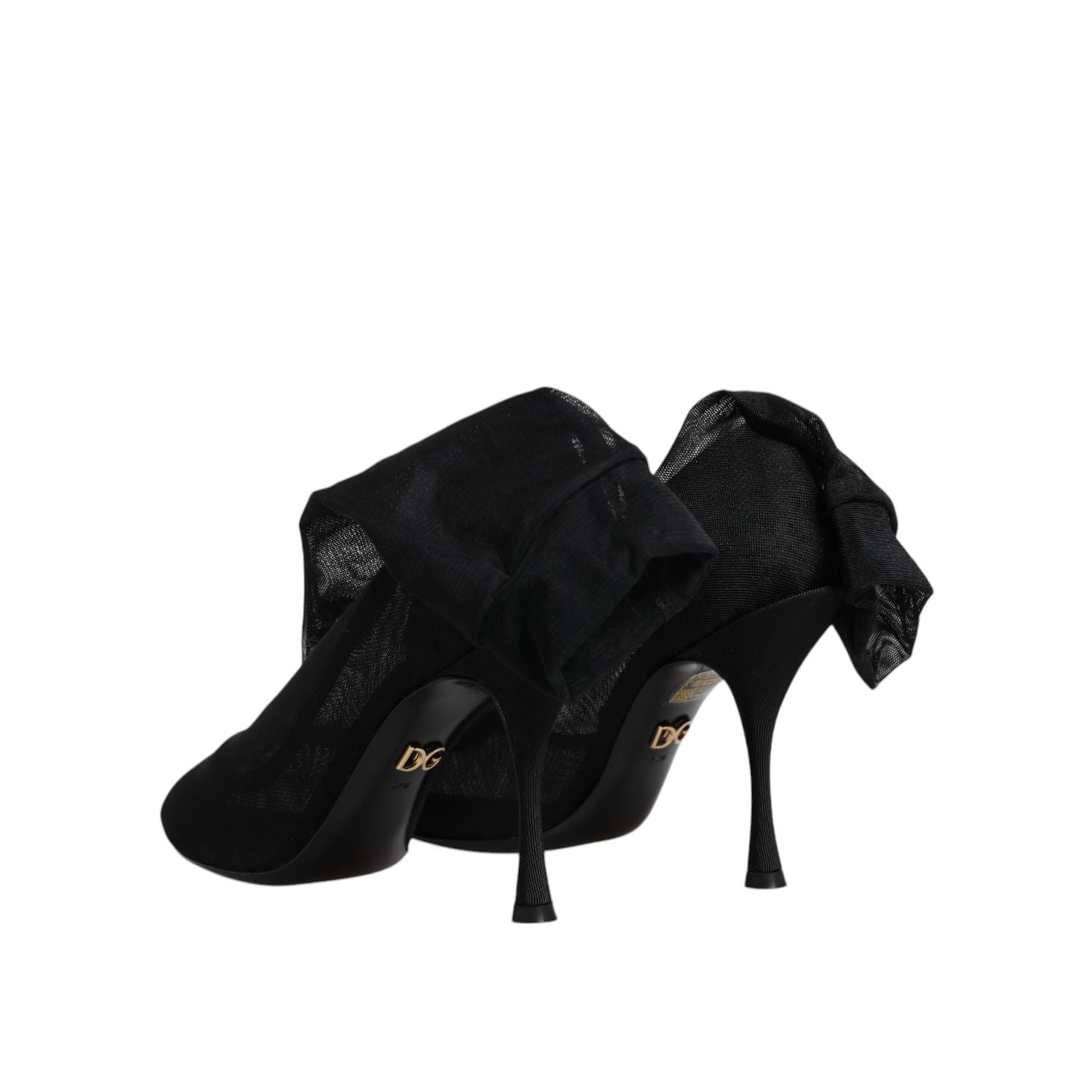 Dolce & Gabbana Black Silk Stretch Mesh Sock Boots Shoes