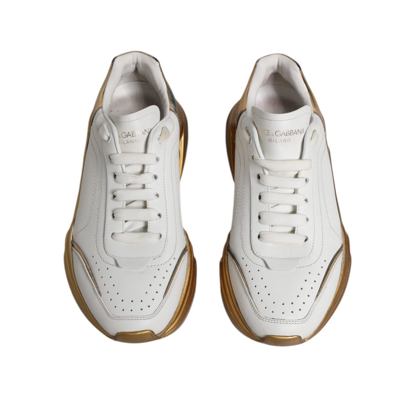 Dolce & Gabbana White Gold Daymaster Low Top Sneakers Shoes